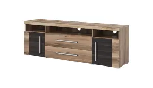 Chic Roger 70 TV Cabinet 1820mm in Oak Satin & Touchwood - Contemporary Media Center H600mm D400mm