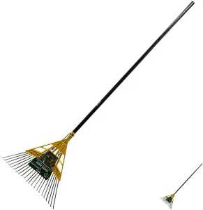 New 22 Teeth Metal Extending Garden Rake Leaf Leaves Grass Weed Lawn