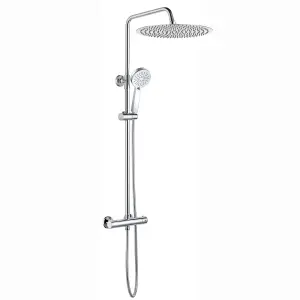 ENKI Dune Chrome Round Thermostatic Shower Head & Handheld 400mm