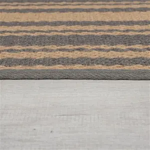 Churchgate Drayton Striped Jute Stair Runner, Size: 60cm X 600cm (2ft X 20Ft), Churchgate Drayton Grey