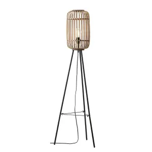 Luminosa Mathias Base & Shade Floor Lamp, Natural Bamboo, Plywood, Matt Black Paint