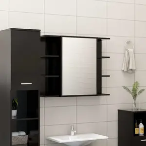 Berkfield 4 Piece Bathroom Furniture Set Black Engineered Wood