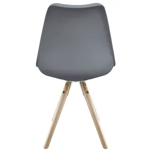 Soho Dark Grey Plastic Dining Chair with Pyramid Light Wood Legs