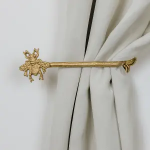 Melody Maison Set of 2 Antique Gold Metal Bumblebee Curtain Tie Backs