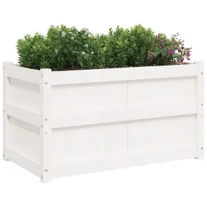 Berkfield Garden Planter White 90x50x50 cm Solid Wood Pine