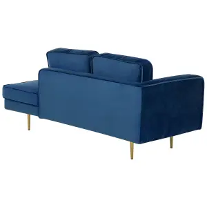 Left Hand Velvet Chaise Lounge Navy Blue MIRAMAS