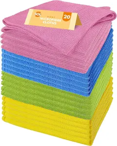 20pk Microfibre Cleaning Cloth 28 x 28cm, Microfiber Cloths Cleaning Cloths For Home & Kitchen Cloth, Microfibre Cloths