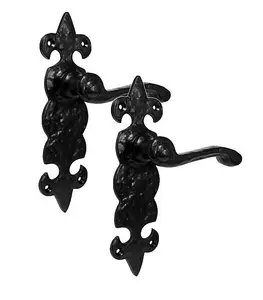 Golden Grace 1 Pair of Black Antique Fleur De LYS Latch Handle, Internal Door Handles Sets - GG