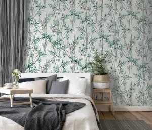 Arthouse Bamboo & Blossom White Wallpaper