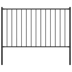 Berkfield Fence Panel with Posts Powder-coated Steel 1.7x1.25 m Black