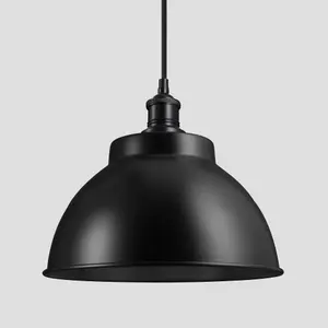 Industville Brooklyn Dome Pendant, 13 Inch, Black, Black Holder