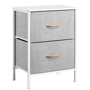 Yaheetech Fabric Chest of Drawers with 2 Drawers Light Grey