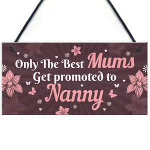 Red Ocean Mum Promoted To Nanny Hanging Plaque Gift For Mum Nanny Mothers Day Gifts Mummy Nanny To Be Gifts