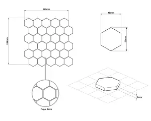 Hexagon glass mosaic on mesh for bathroom or kitchen 247mm x 255mm - Crochet