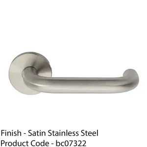 Premium Door Handle Set - Grade 304 Satin Steel Safety Bar Lever On Round Rose