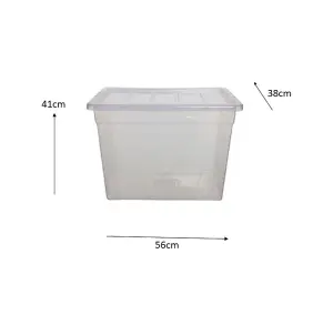 4 x 56cm Storage Box Spacemaster Maxi Clear Plastic Stackable Home Storage Box 64L Capacity