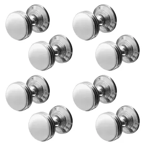 AFIT Lined Door Knobs Polished Chrome - 4 Pairs of Mortice Knobs (55mm) for Internal Doors