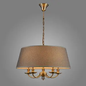 Luminosa Classic Hanging Pendant Antique Bronze 5 Light  with Grey Shade, E14