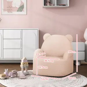 AIYAPLAY Kids Armchair, Bear Shaped Toddler Chair for Bedroom - Pink