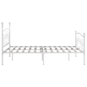 Berkfield Bed Frame with Slatted Base White Metal 180x200 cm 6FT Super King