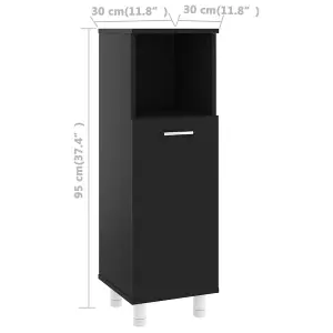 Berkfield Bathroom Cabinet Black 30x30x95 cm Engineered Wood