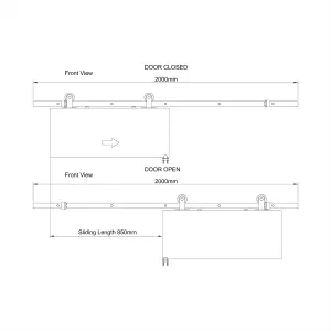 Peak Silver Sliding door track system (L) 200cm