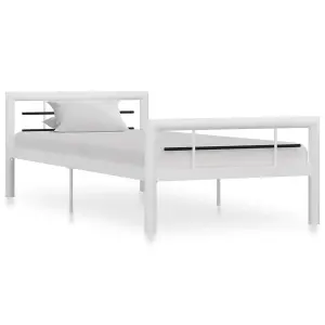 Berkfield Bed Frame White and Black Metal 100x200 cm