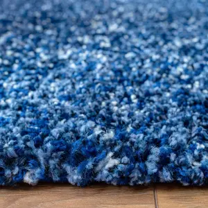 Super Soft Navy Blue Mottled Shaggy Area Rug 80x150cm