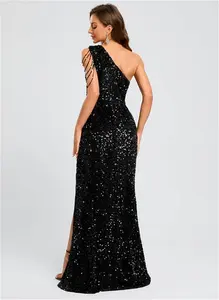 JJ's House Prom Dress Black Sleeveless Long One Shoulder Sheath Sequin 2025