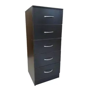 Tall chest of 5 drawers Black Bedroom furniture