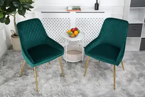 Hamilton - Dining x2 Chair in Velvet - (Green)