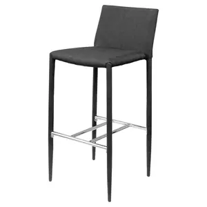 Upholstered Counter Stool with Metal Frame Black