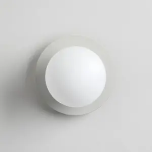 houseof Frosted Glass Opal Ball Shade Disk Wall Light Bathroom Compatible - Off White Sand