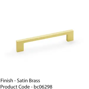 Slim Square Bar Pull Handle - Satin Brass - 160mm Centres SOLID BRASS Drawer