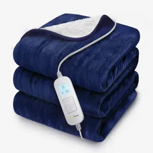 Cosi Home Double Fleece & Sherpa Electric Heated Throw - Navy