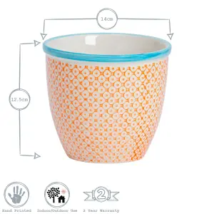 Nicola Spring - Hand-Printed Plant Pots - 14cm - Pack of 3