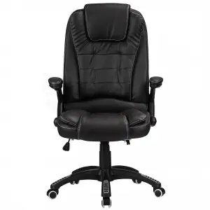 Luxury Office Chair Padded High Back Reclining Faux Leather - Black