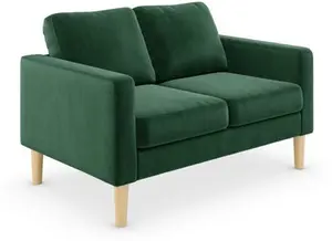 Dunelm Jacob Velvet Small 2 Seater Sofa, Mid Century, Jacob Bottle Green, Fabric/Velvet