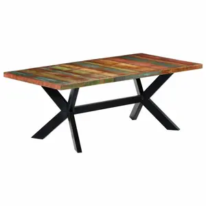 Kere Solid Wood Top Metal Base Dining Table