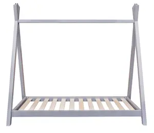 Solid Pine Teepee Toddler Bed Grey With Slats Childrens Beds