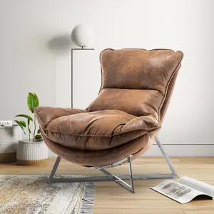 Faux Leather Suede Brown Pierina Accent Chair