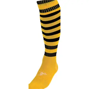 JUNIOR Size 3-6 Hooped Stripe Football Socks - GOLD/BLACK - Contoured Ankle