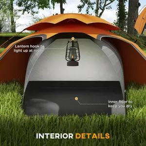 Outsunny Camping Tent Dome Tent with Removable Rainfly for 1-2 Man, Orange