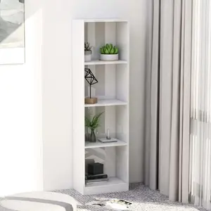 Attwood Bookcase High Gloss White / 114cm H x 40cm W x 30cm D