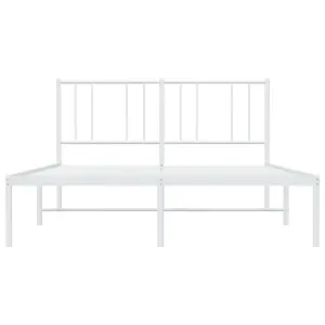 Berkfield Metal Bed Frame with Headboard White 140x190 cm