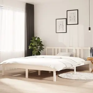 Berkfield Bed Frame White Solid Wood 150x200 cm King Size