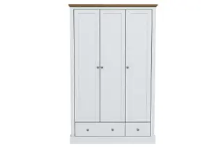 Devon 3 Door 2 Drawer Wardrobe White