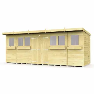 18 x 8 Feet Pent Summer Shed - Wood - L231 x W533 x H201 cm