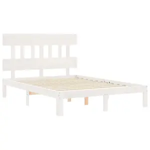 Berkfield Bed Frame with Headboard White 140x190 cm Solid Wood