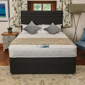 Venice Comfort Care Sprung Divan Bed Set 6FT Super King 4 Drawers - Naples Slate